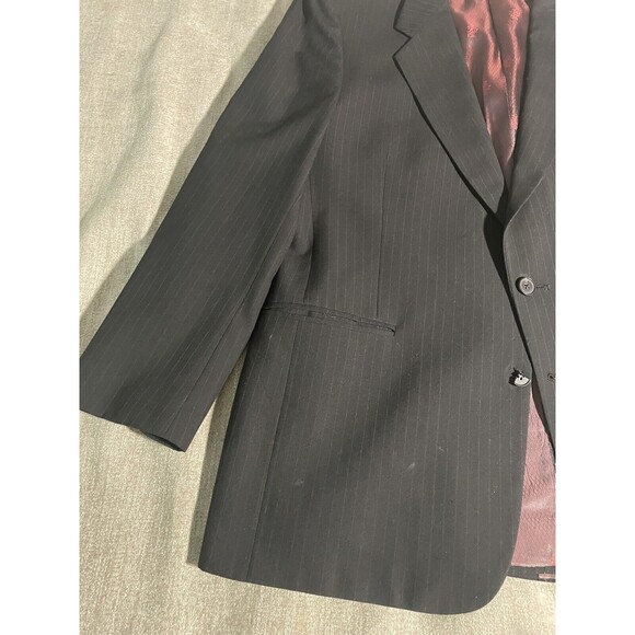 C & R Clothier Coat Blazer Men's Large Black Wool, Striped Coat - Picture 6 of 16